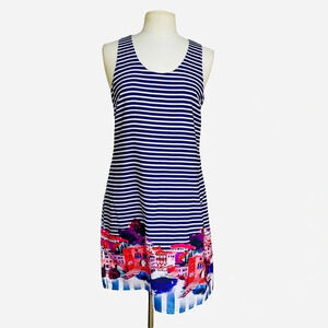 MUSETTE Women’s Size 10 Multicolor Stripe Greece Print Sleeveless Shift Dress
